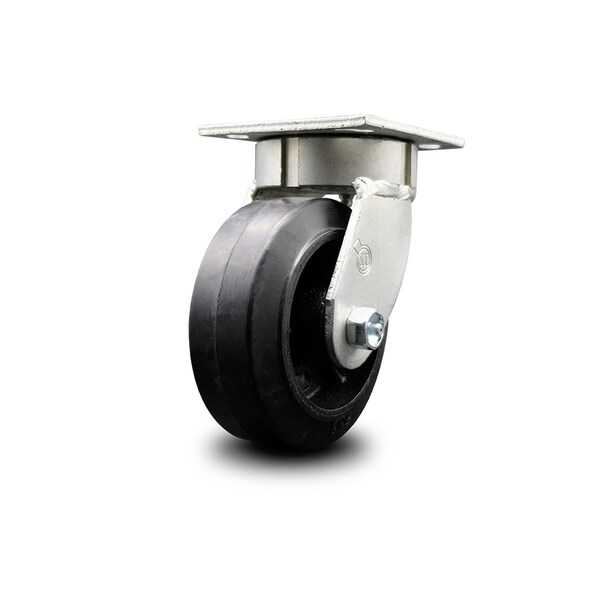 Service Caster 5 Inch Kingpinless Rubber on Steel Wheel Swivel Top Plate Caster SCC-KP30S520-RSR - main